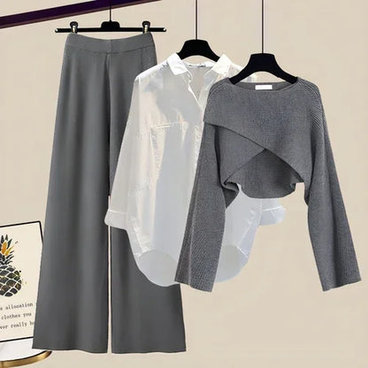 A.1 Knitted Sweater Wide Leg Pants Three-piece Set Autumn And Winter - Which Mark
