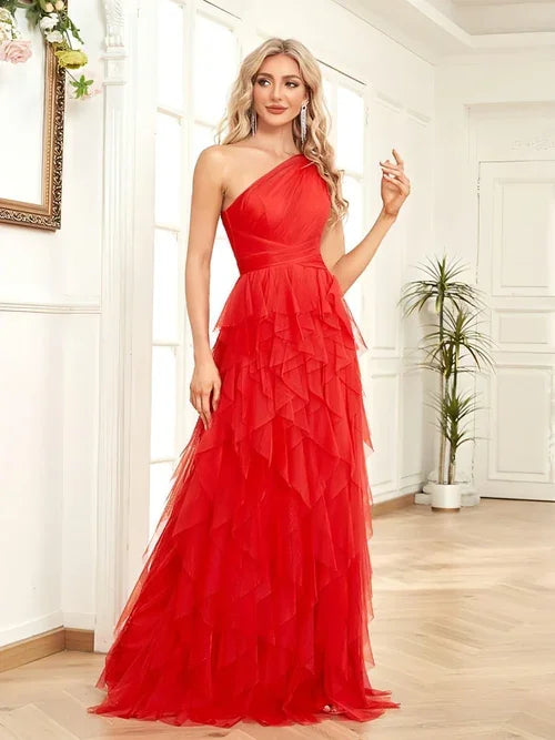 Sloping Shoulder Dress Slim Elastic Fishtail - Which Mark