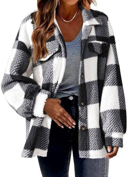 WinterFlair™ – Women's Fashion Jacket Button Plush Coat - Which Mark