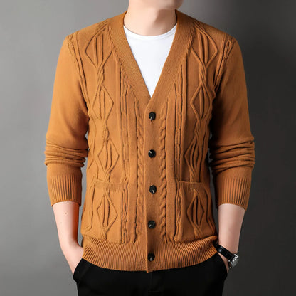 Knitted Cardigan Rhombus Loose Casual Sweater Coat Men - Which Mark