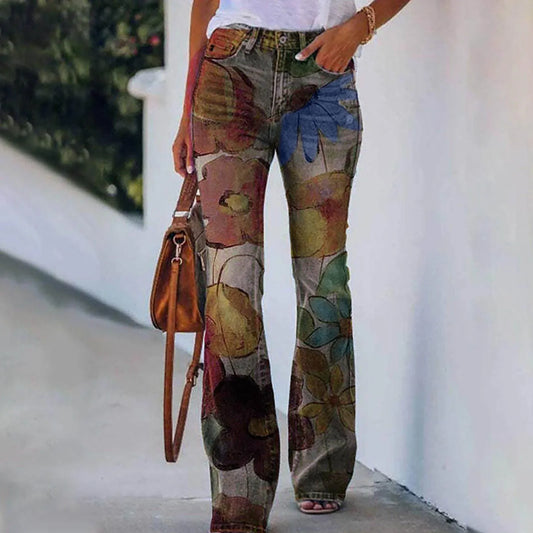 Women's Casual Pants Floral Thin Trousers - Which Mark