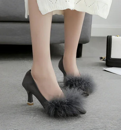 Pure color pointed hairy shallow mouth with a single shoes female - Which Mark