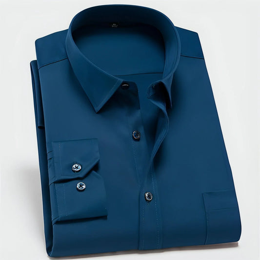 Solid Color DressShirt Men's Non-ironing Stretch Breathable Business - Which Mark