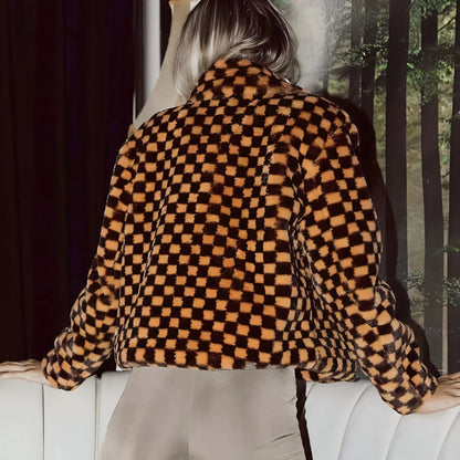 Checkerboard Plaid Sweater Women Street Hipster Blouse - Which Mark