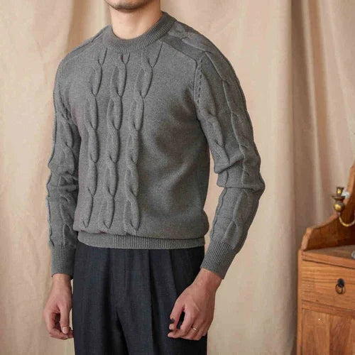 Round-neck Long-sleeved Pullover Jacquard Slim-fit Stretch Sweater - Which Mark
