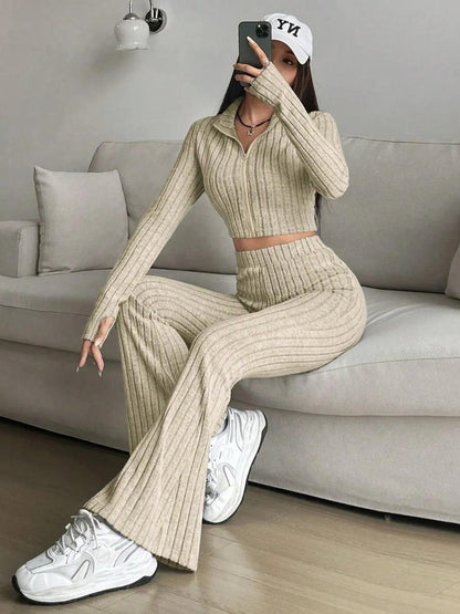 Honey Zip Up Long Sleeve Top and Pants Set - Which Mark