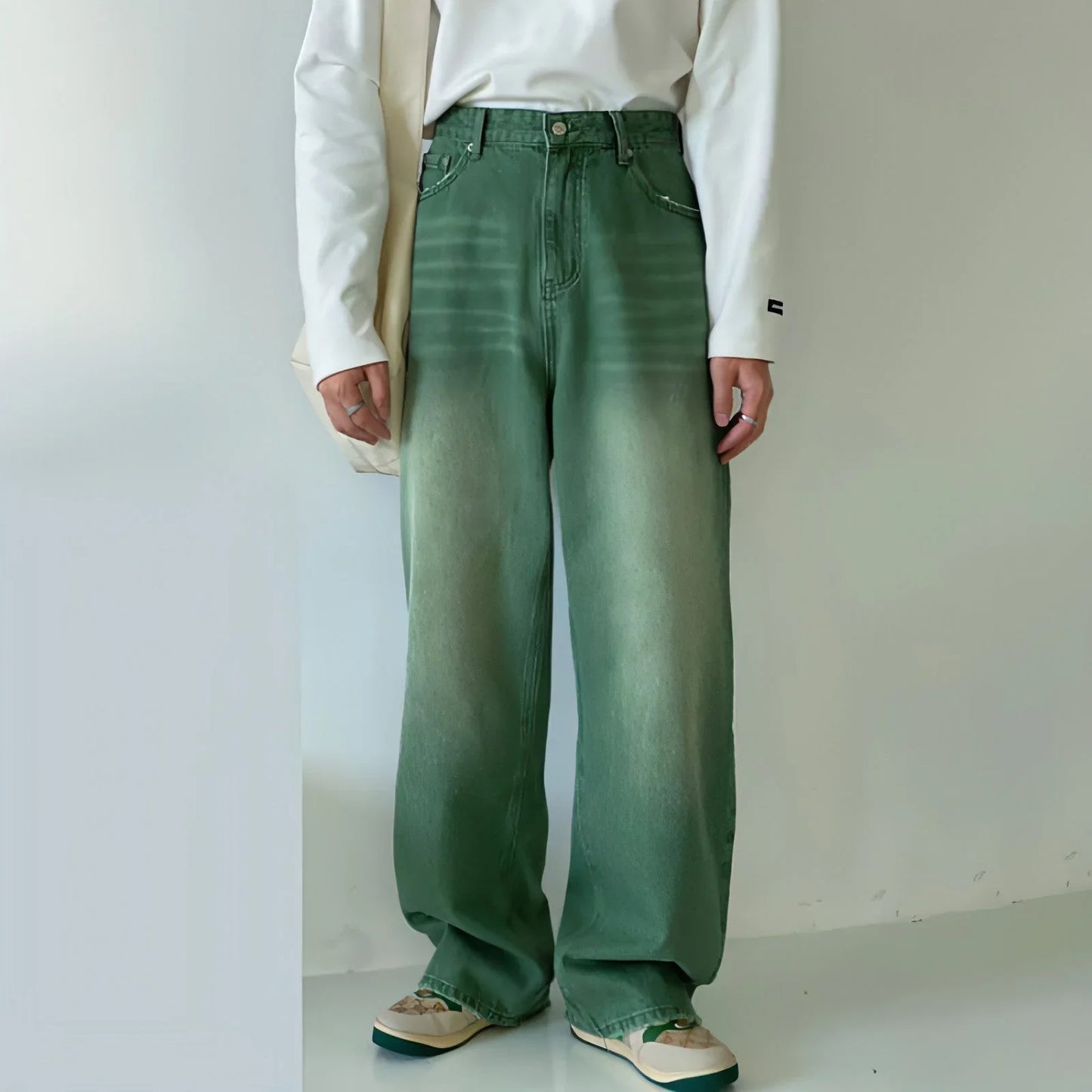 UrbanEase™ Olive men 's retro vintage jeans - Which Mark