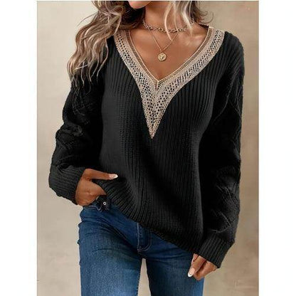 Spring And Autumn V-neck Sweater New Loose Casual Women - Which Mark