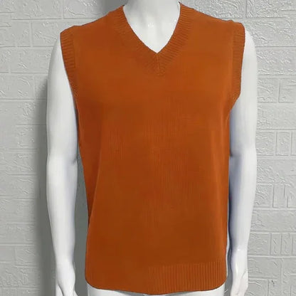 Knitwear Street Slim Fit V-neck Sleeveless Vest Sweater Men - Which Mark