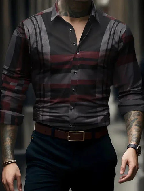 Breathable Volkswagen Casual Versatile Lattice Men's Long Sleeve Shirt - Which Mark