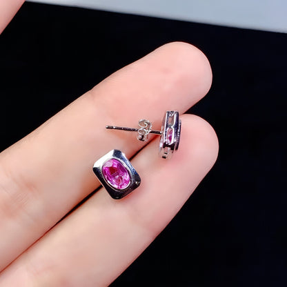 925 Silver Inlaid Natural Sapphire Stud Earrings - Which Mark