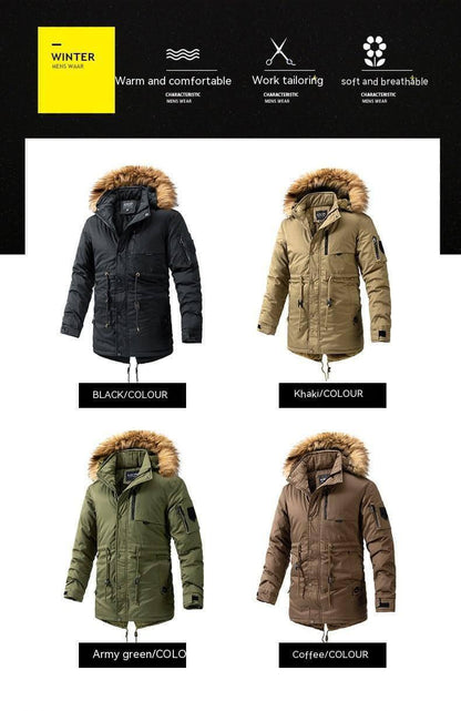 Zipper Solid Color Regular Brown Extra Thick Men 's Jacket - Which Mark