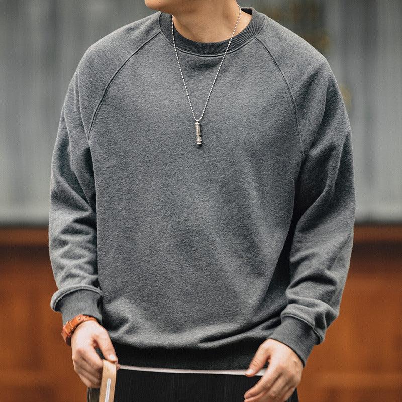 Men's Retro Washed Heavy Fabric Crewneck Sweater – Vintage Casual - Which Mark