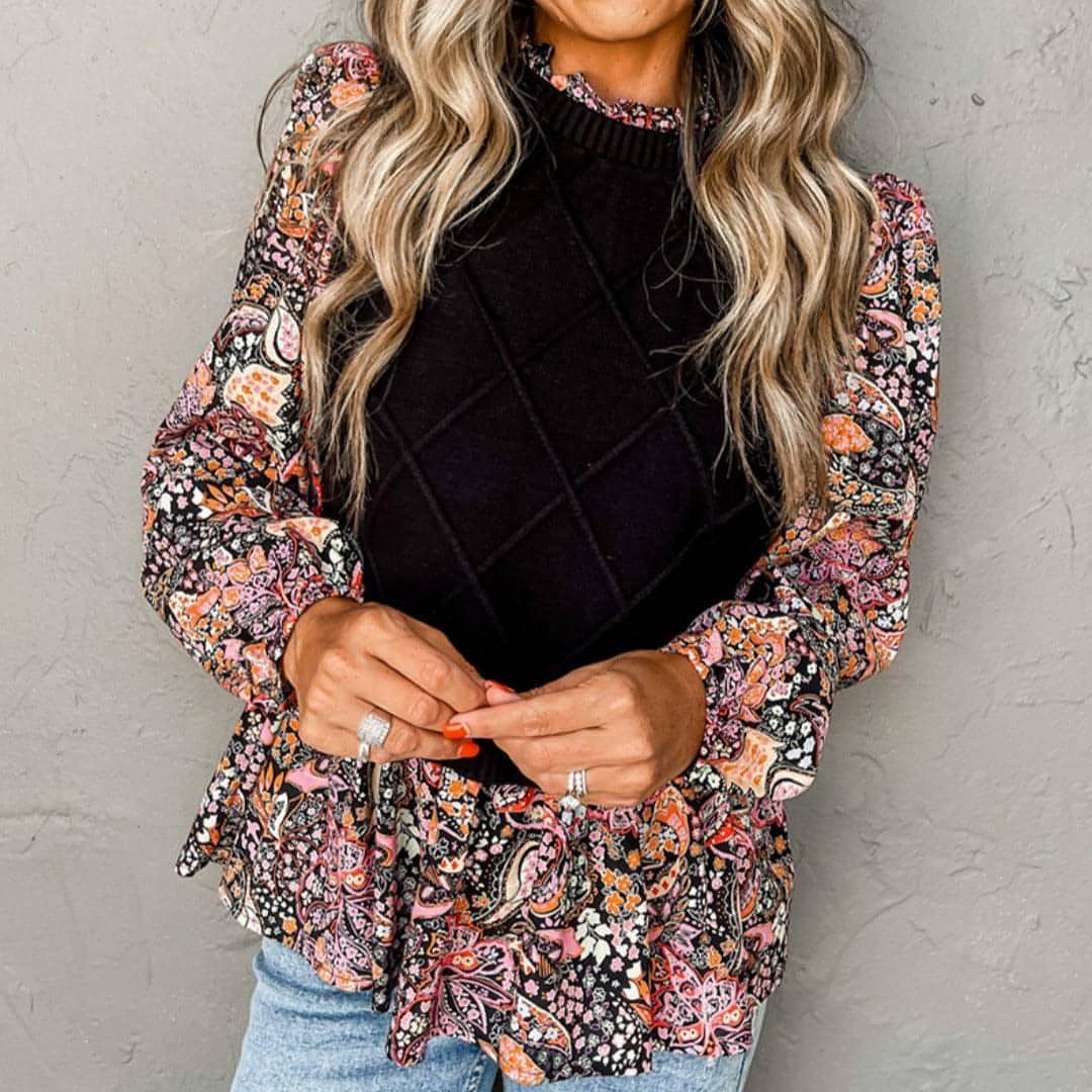 Sweater Women Loose Contrast Color Long Sleeves - Which Mark