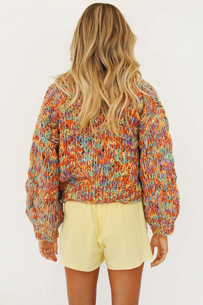 A.1 Hand-woven VG Rainbow Woven Lantern Sleeve Knitted Sweater Women - Which Mark
