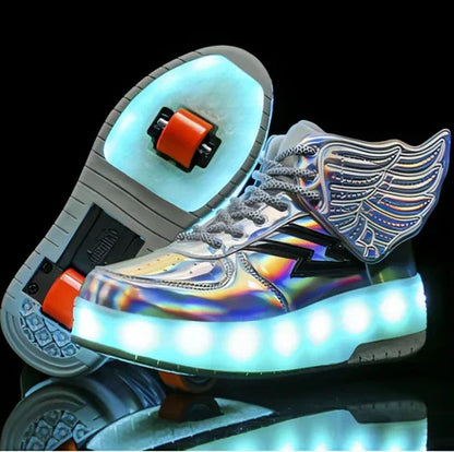 Double Wheel Led Light Shoes Wheel Student Roller Skates - Which Mark