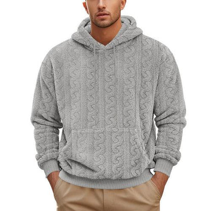 European And American Fall Winter Men Hooded Jacquard Teddy Plush - Which Mark