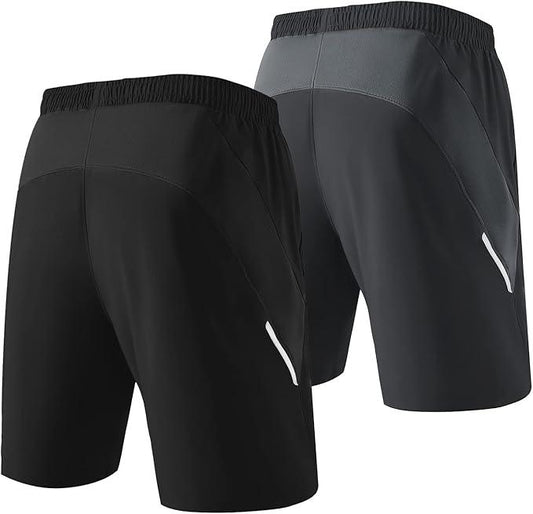 HMIYA Men's Casual Sports Quick Dry Workout Running or Gym Training Short with Zipper Pockets - Which Mark