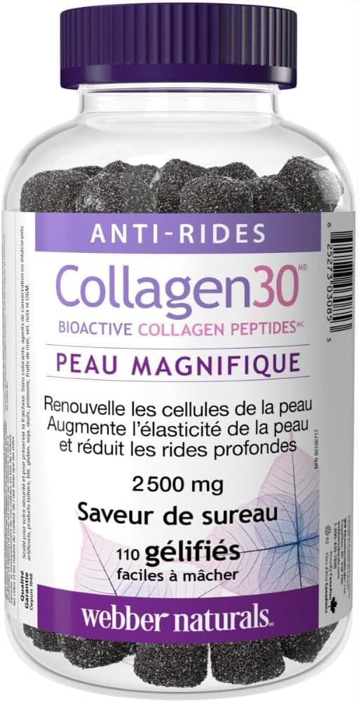 Webber Naturals Collagen30 Anti-Wrinkle Gummy, 2,500mg of Bioactive Collagen Peptides Per Serving, 110 Gummies, Helps Reduce Deep Wrinkles, Fine Lines & Stimulates Skin Cells - Which Mark