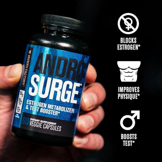 Androsurge Estrogen Blocker & Testosterone Booster for Men - Muscle Builder & Aromatase Inhibitor Supplement - w/Tongkat Ali, Rhodiola, DIM, Vitamin D, & Zinc - 60 Natural Capsules - Which Mark
