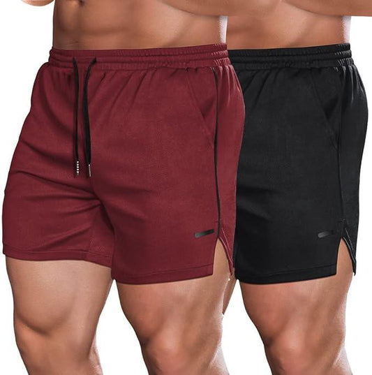 COOFANDY Men's 2 Pack Gym Workout Shorts Mesh Lightweight Bodybuilding Pants Training Running Sports Jogger with Pockets - Which Mark