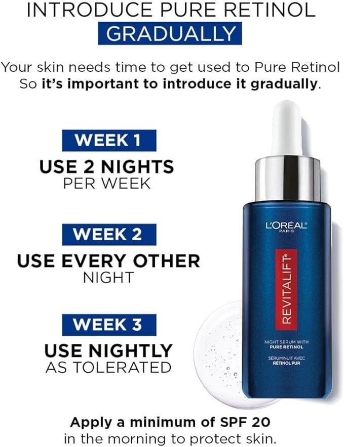 L’Oréal Paris Night Retinol Serum for Face, Revitalift Triple Power LZR, With 0.3% Pure Retinol, Moisturizes Skin and Eliminates Look of Deep Wrinkles, Skincare, 30 ml Climate Pledge Friendly - Which Mark