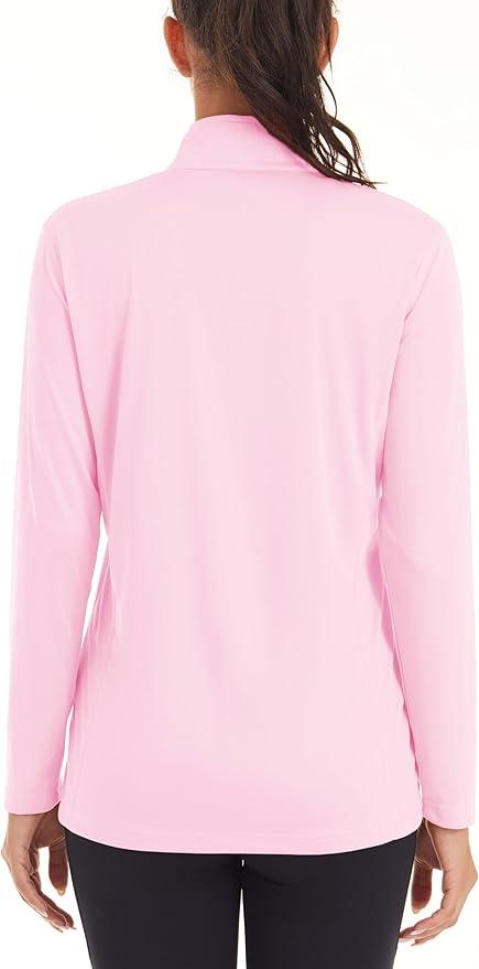MAGCOMSEN Rash Guard Women Quick Dry Long Sleeve Workout UV Protection T-Shirt 1/4 Zip Up Hiking Athletic Tees Tops - Which Mark