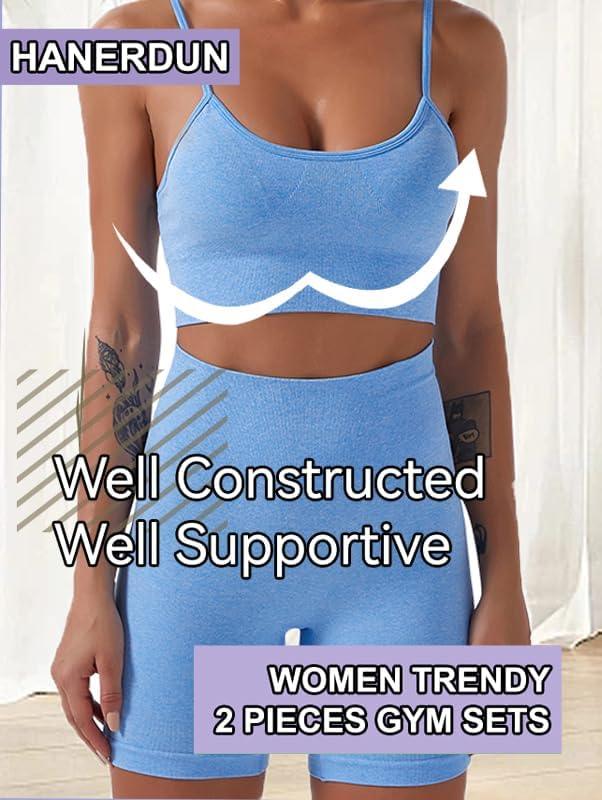 HANERDUN 2 Piece Workout Set for Women Outfit Gym High Waist Leggings with Sport Bra - Which Mark