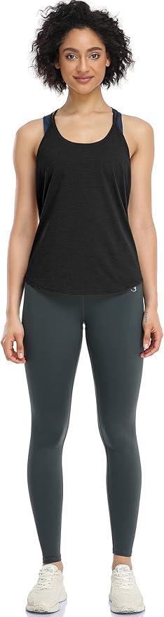 icyzone Workout Tank Tops for Women - Athletic Yoga Tops, T-Back Running Tank Top - Which Mark