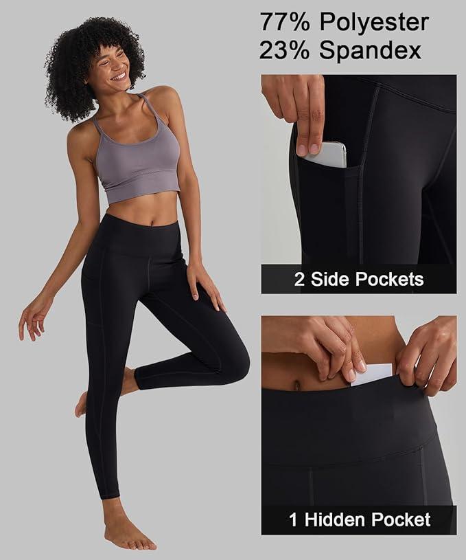 ALONG FIT Leggings for Women with 3 Pockets Buttery Soft High Waisted Yoga Pants Non-See-Through Full-Length Tights - Which Mark