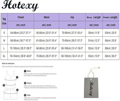 Hotexy Women's Workout Sets 2 Pieces Suits Seemless Waistband Yoga Leggings with Stretch Sports Bra Gym Clothes - Which Mark