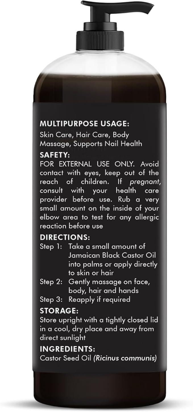 Majestic Pure Jamaican Black Castor Oil for Natural Skin Care - Roasted & Cold-Pressed - Massage, Scalp, Hair and Nails - 473 ml - Which Mark
