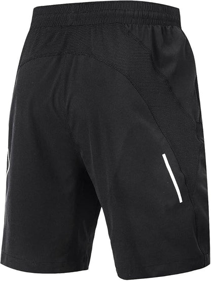 Souke Sports Men's 2 in 1 Workout Running Shorts 7" Quick Dry Gym Athletic Shorts Liner Zipper Pockets - Which Mark