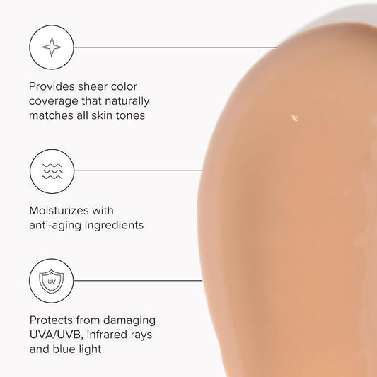 DRMTLGY Anti-Aging Tinted Moisturizer SPF 46 – Sheer Face Sunscreen & Lightweight Makeup with Broad Spectrum UV Protection – Hydrating Skin Care & Face Moisturizer – FSA HSA Eligible (1.7 oz) - Which Mark