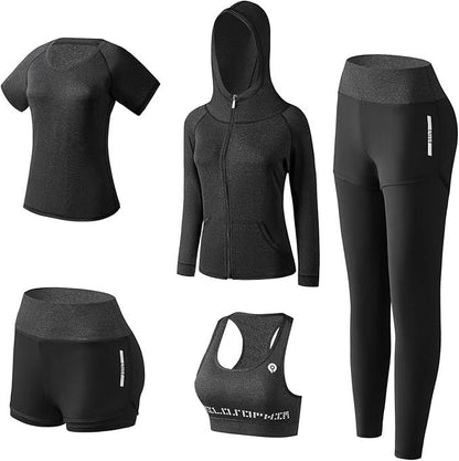 XPINYT 5pcs Workout Outfits for Women Athletic Sets Sport Suits Yoga Gym Fitness Exercise Clothes Jogging Tracksuits - Which Mark