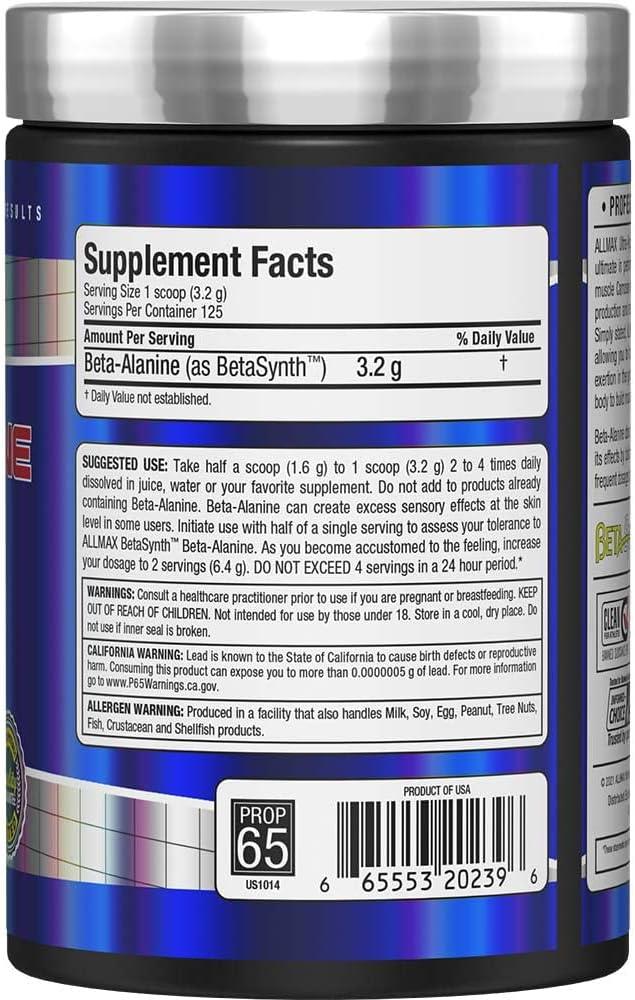 ALLMAX Nutrition - 100% Pure Maximum Strength + Absorption - Beta Alanine - 400 Gram - Which Mark