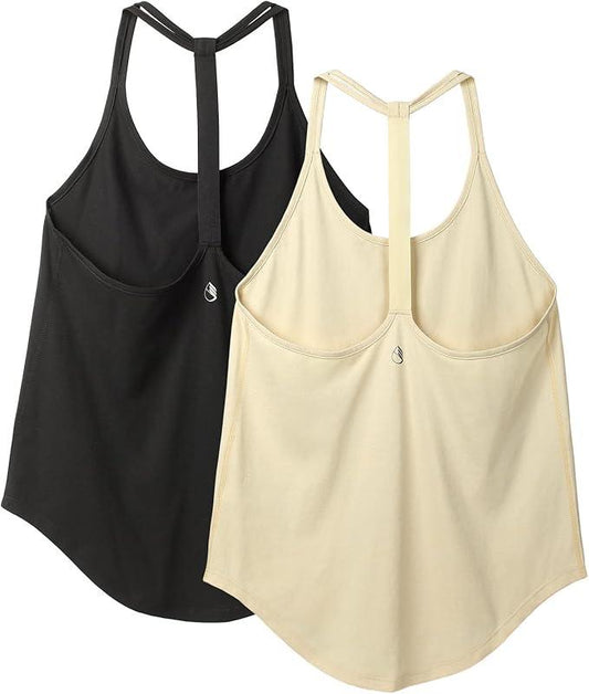 icyzone Workout Tank Tops for Women - Athletic Yoga Tops, T-Back Running Tank Top - Which Mark