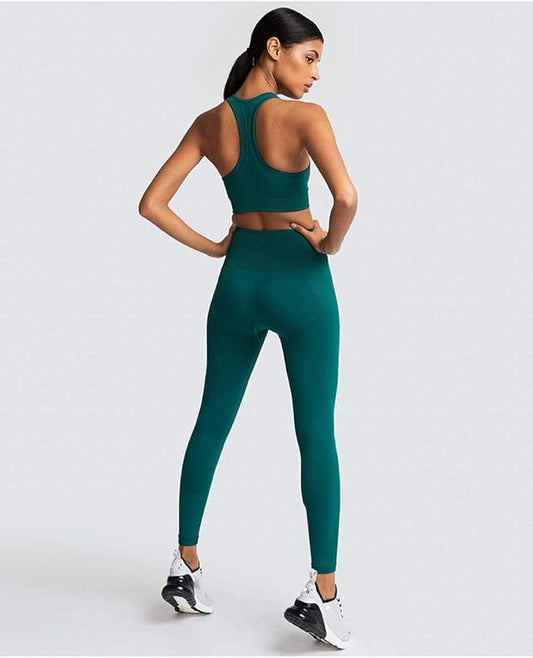 Hotexy Women's Workout Sets 2 Pieces Suits Seemless Waistband Yoga Leggings with Stretch Sports Bra Gym Clothes - Which Mark