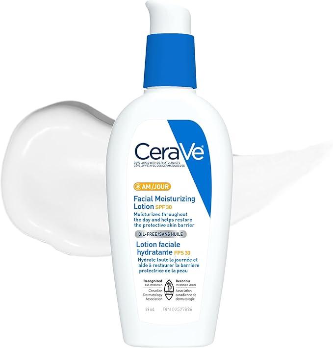 CeraVe Facial Moisturizer with SPF 30. Face Sunscreen Lotion with Hyaluronic Acid, Niacinamide & Ceramides for Women & Men. Oil-free, normal to dry skin. Verified Extended Use Date, Travel Size 89ML - Which Mark