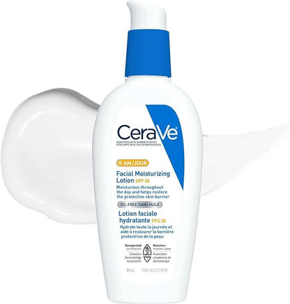 CeraVe Facial Moisturizer with SPF 30. Face Sunscreen Lotion with Hyaluronic Acid, Niacinamide & Ceramides for Women & Men. Oil-free, normal to dry skin. Verified Extended Use Date, Travel Size 89ML - Which Mark