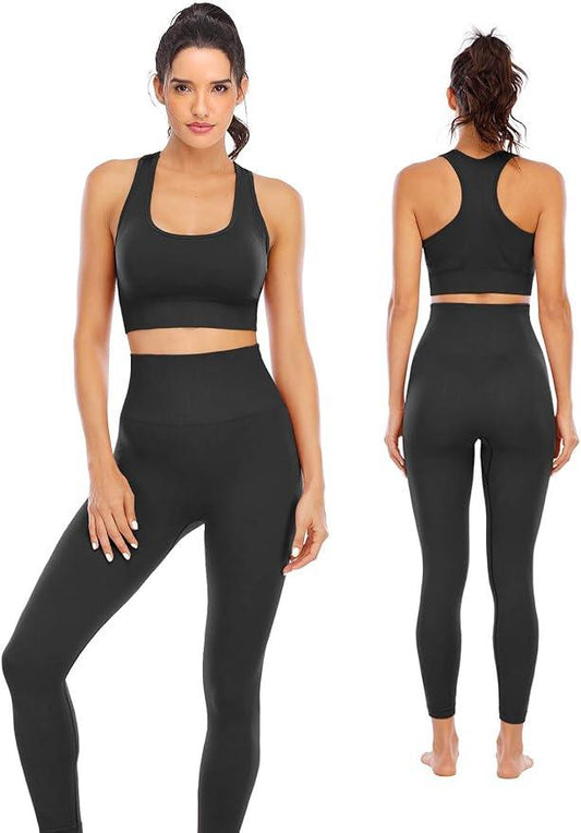 Workout Sets for Women 2 Piece High Waisted Seamless Leggings with Padded Stretchy Sports Bra Sets Outfit Jogging Gym Clothes - Which Mark