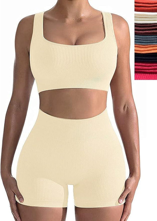 Workout Sets for Women 2 Piece, Cute YOGA Workout Set, Two Piece Workout Outfits,2 Pack - Which Mark