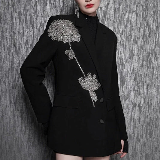 Women's Hand-stitched Floral Suit Jacket - Which Mark