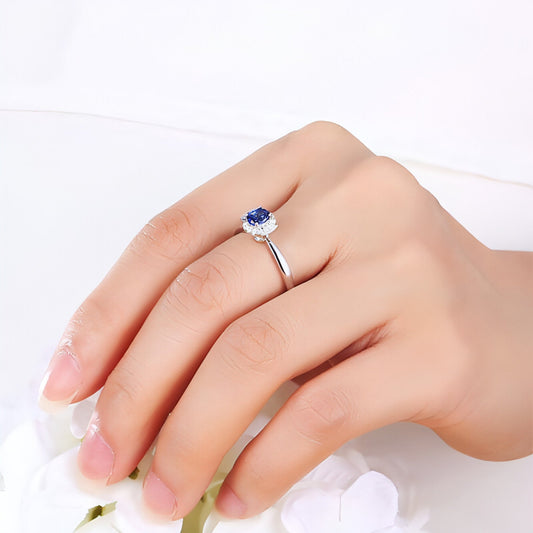 Sapphire & Diamond Inlaid 18K Gold Women's Ring - Which Mark