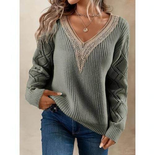 Spring And Autumn V-neck Sweater New Loose Casual Women - Which Mark