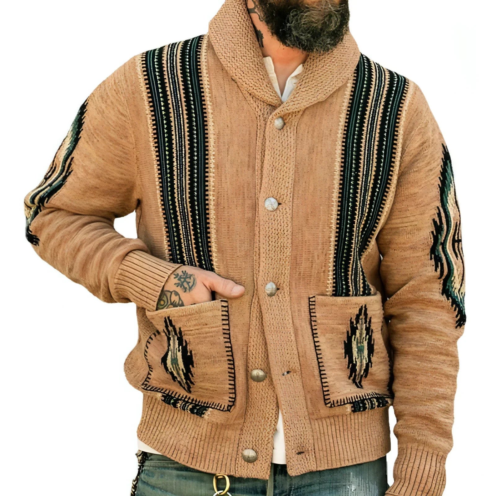 Autumn And Winter Jacquard Sweater Coat - Which Mark