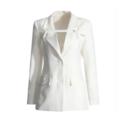 Fashion Slim Fit Patchwork Suit Jacket For Women - Which Mark