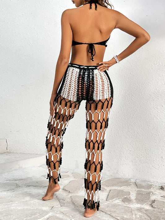 Cutout Halter Neck Top and Pants Two-Piece Swim Set - Which Mark