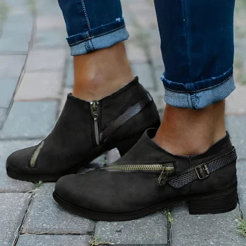 Business Boots With Side Zipper Belt Women's Shoes - Which Mark