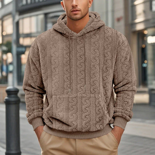 European And American Fall Winter Men Hooded Jacquard Teddy Plush - Which Mark